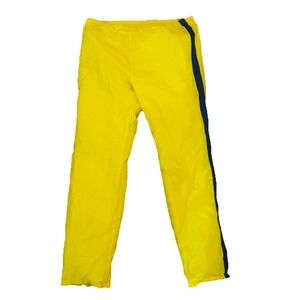 Vintage 80s Cheeta Yellow Track Pants Mens Nylon USA Athletic Warm Up Zip Leg